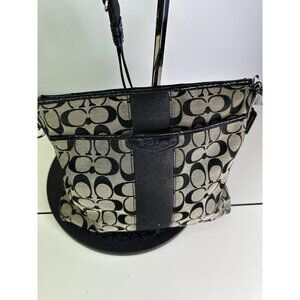 Coach Cross Body Messenger Purse File Bag No B1432-F28502 Black Gray Monogram